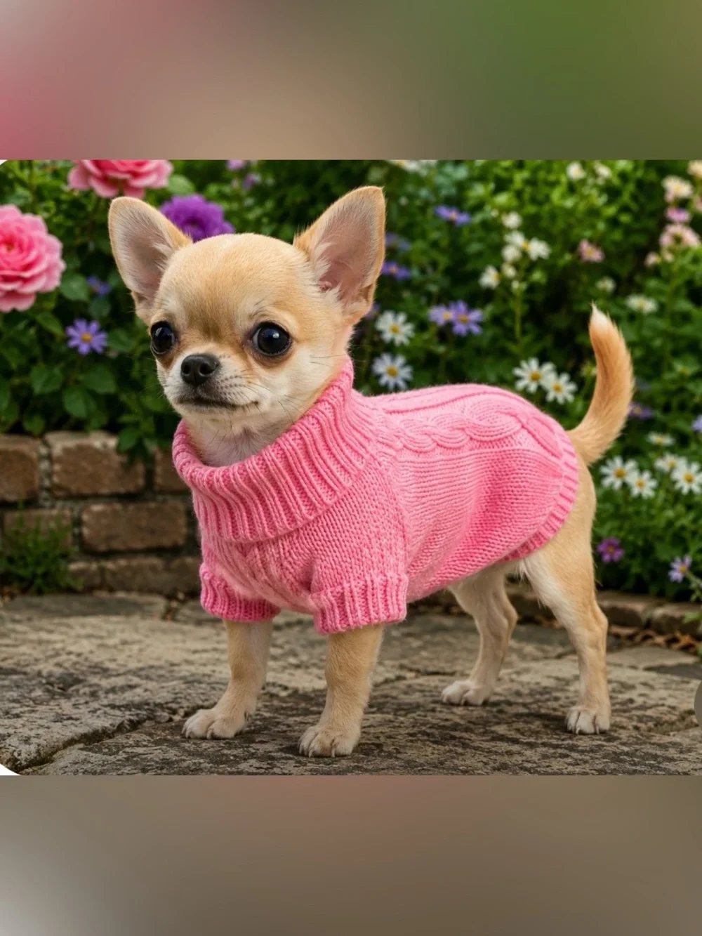 Pick 1 Chihuahua Pink Knit Turtleneck Dog Sweater - Soft Cozy Warm